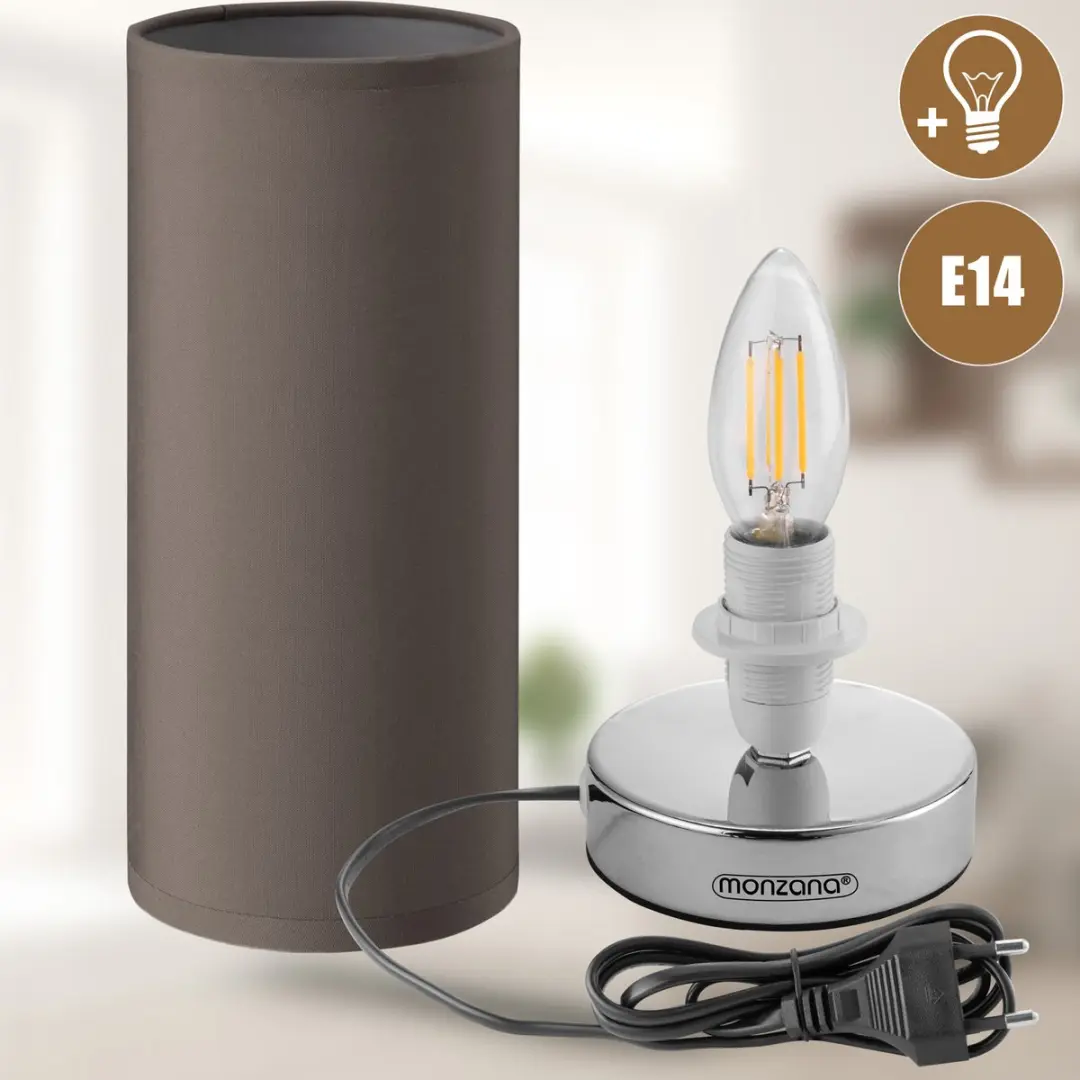 Monzana LED Tafellampen Set 2 Stuks - Dimbaar - Taupe Chroom