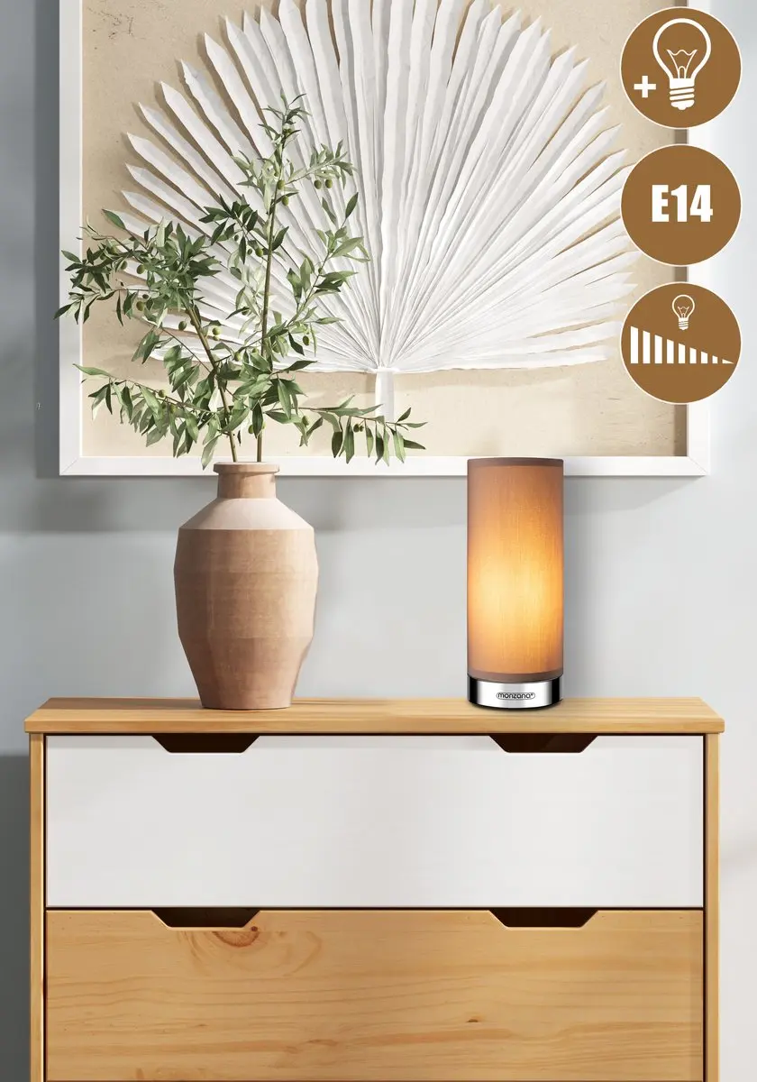 Monzana LED Tafellampen Set 2 Stuks - Dimbaar - Taupe Chroom