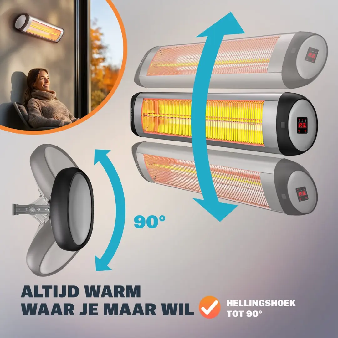 Monzana MZH2501 Infraroodstraler 2500W - 3 standen - Zilver