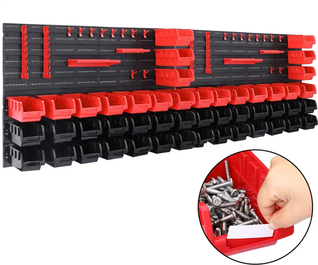 Monzana Deuba Wandrek Gereedschaphouder 86-delig - 190x54cm - Rood/Zwart