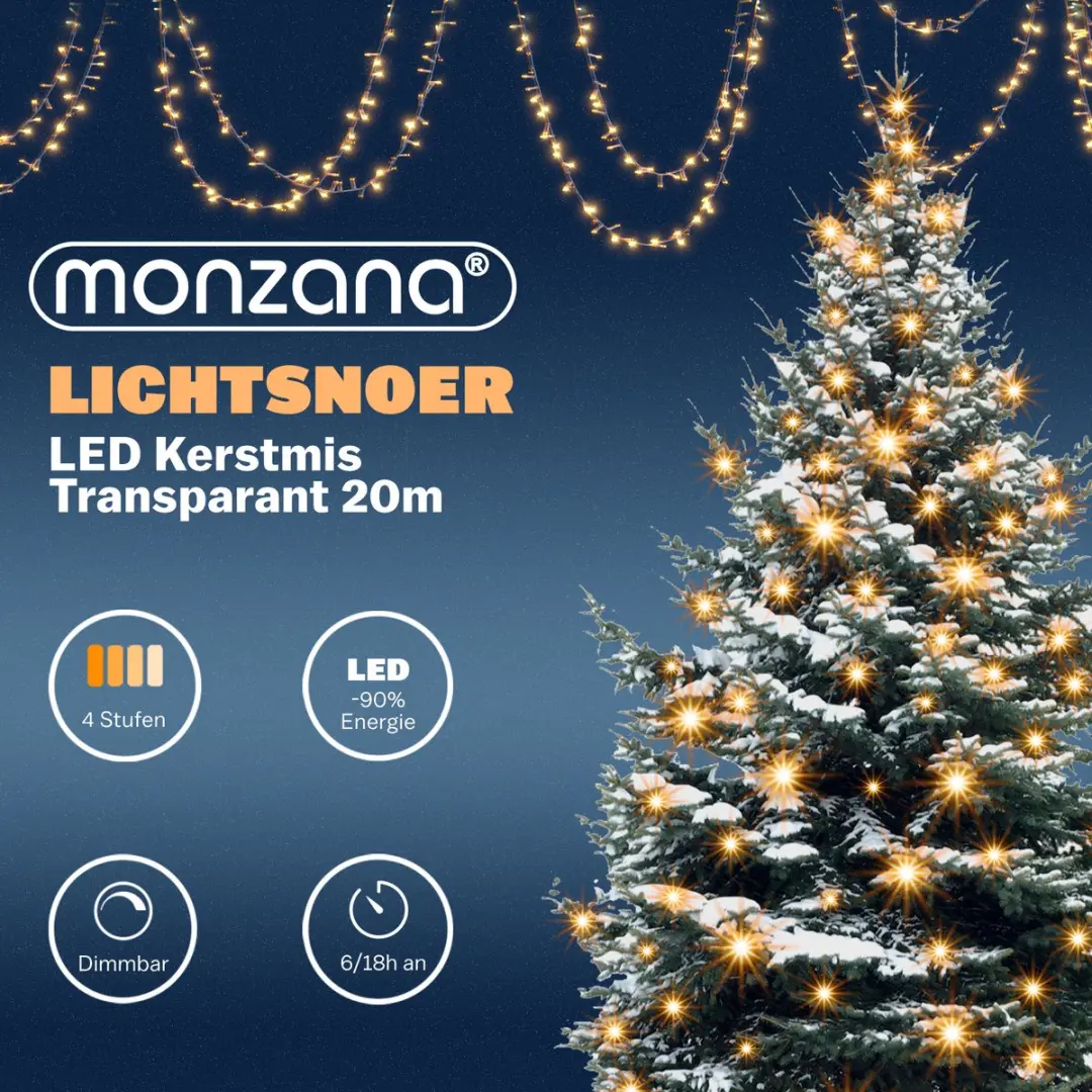 Monzana Lichtsnoer 200 LED - Warm Wit Multicolor