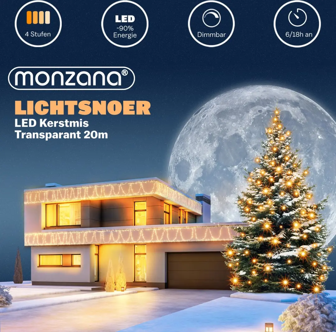 Monzana Lichtsnoer 200 LED - Warm Wit Multicolor