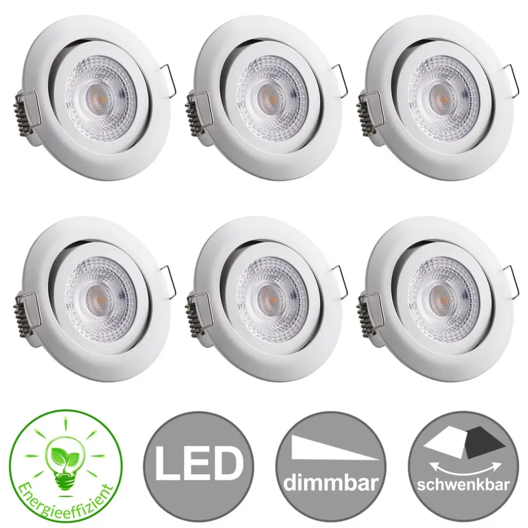 Monzana Krog LED Spotjes 6 Stuks - Wit