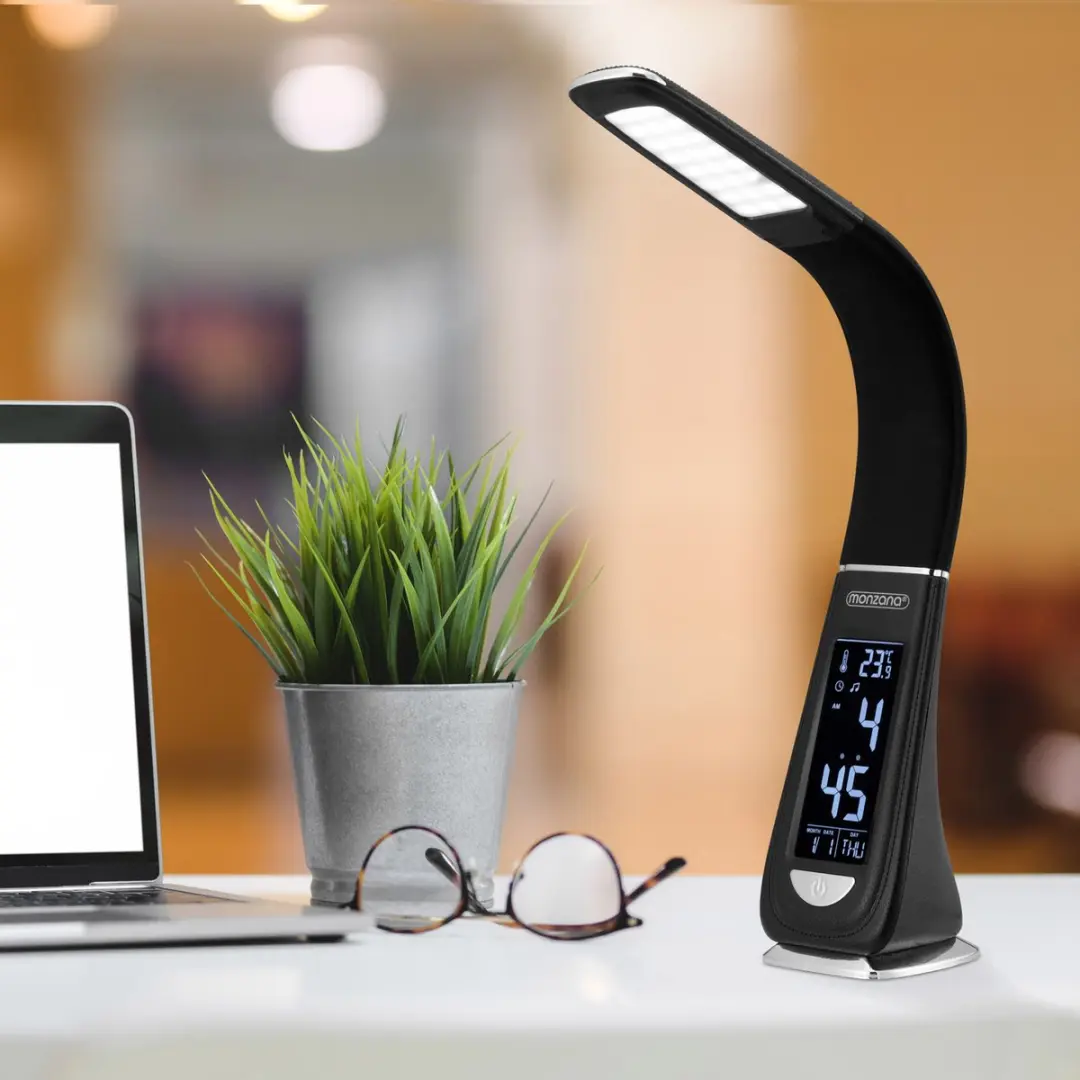 Monzana Lilly LED Tafellamp - Klok & Kalender - Zwart