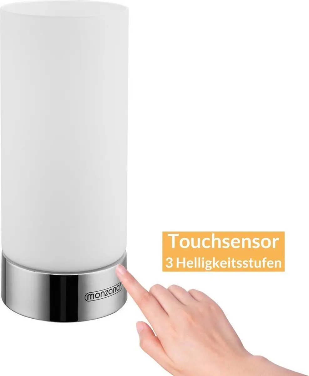 Monzana Lumo Tafellamp 2 Stuks - Touch Dimbaar - Zilver/Wit
