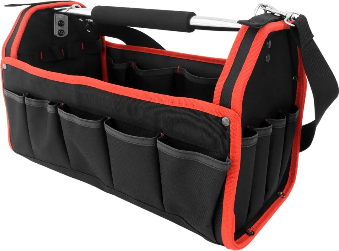 Monzana Open Gereedschapstas 15L - 42x22x24cm - Zwart/Rood