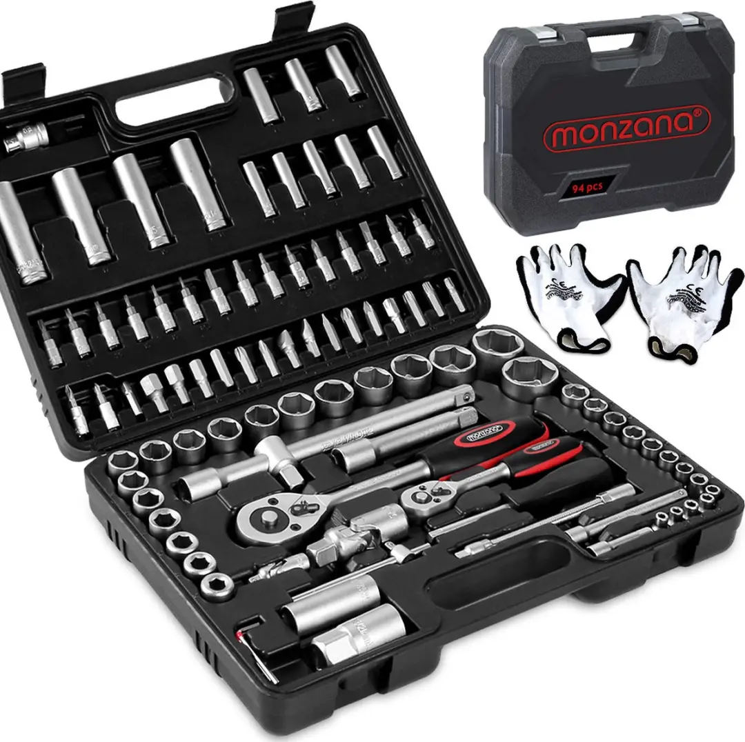 Monzana Gereedschapset 94-delig 1/4" 1/2" - Zilverkleurig