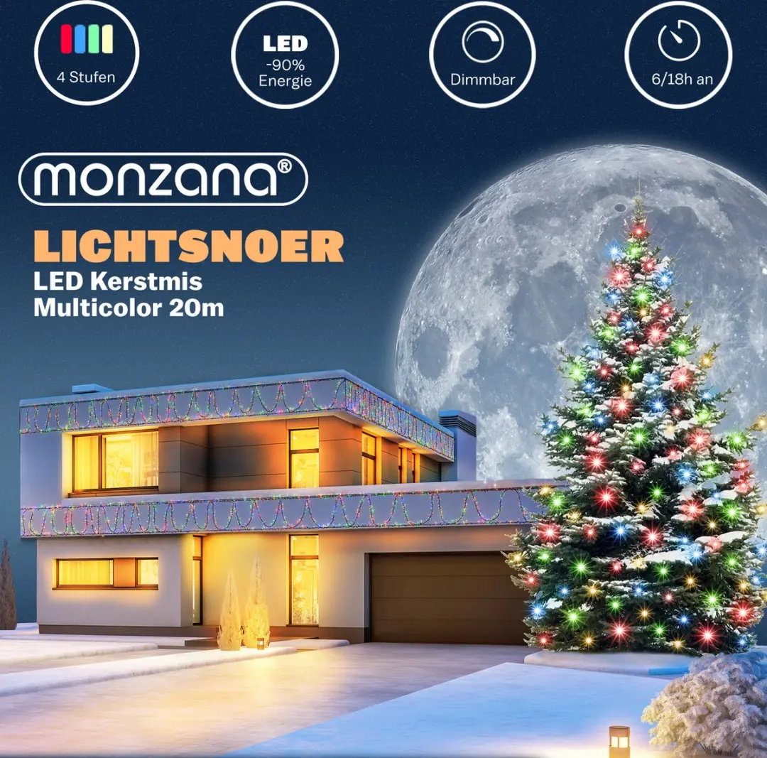 Monzana Lichtsnoer 200 LED Multicolor - Afstandsbediening