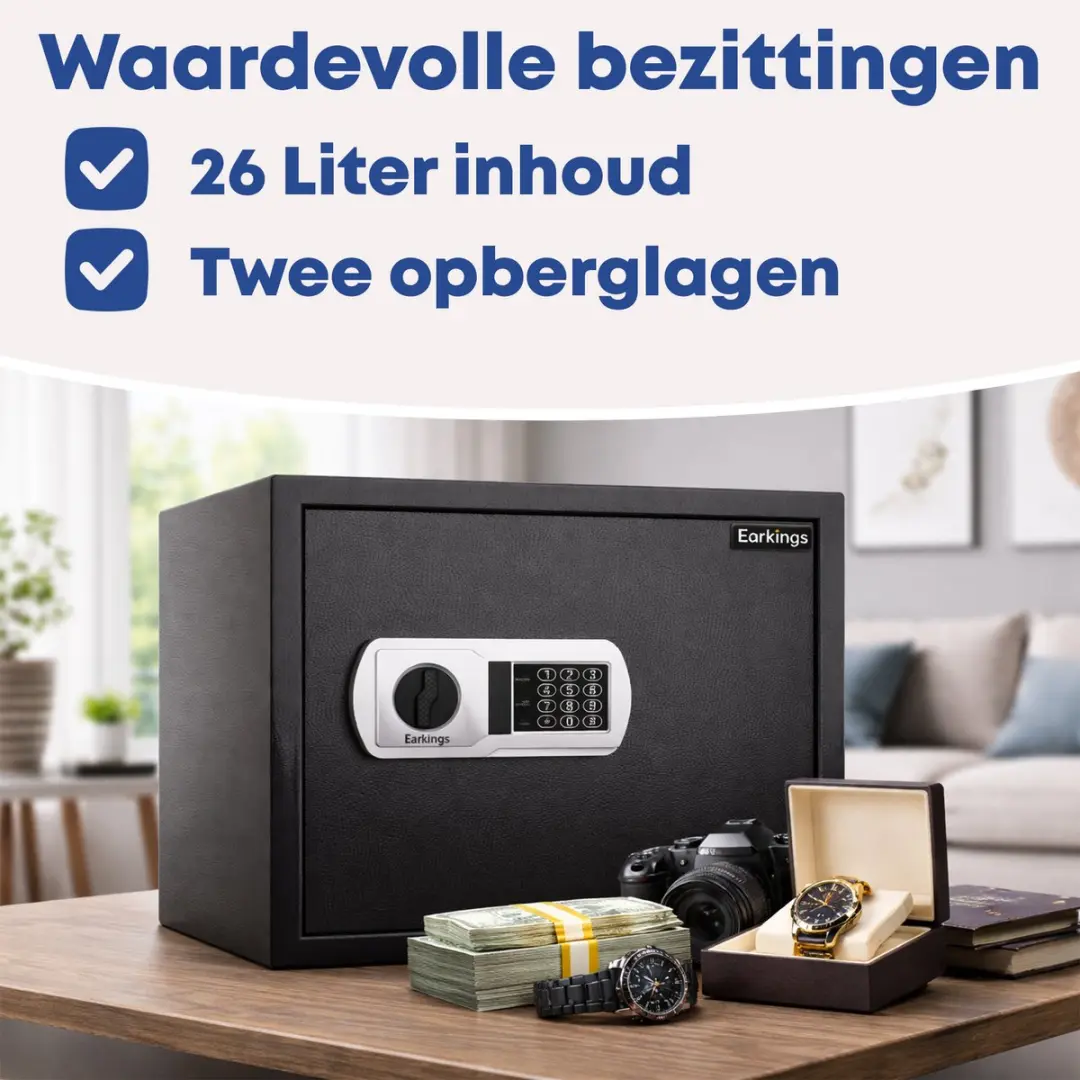 EarKings Kluis EKKL1010 - 26L - Cijferslot - Zwart/Antraciet/Zilver