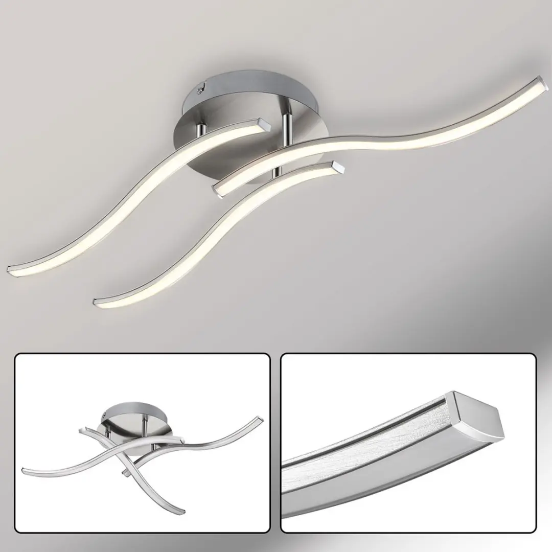 Monzana LED Plafondlamp Tripple Bolge - 3 Flexibele Armen - Zilver/Grijs/Wit