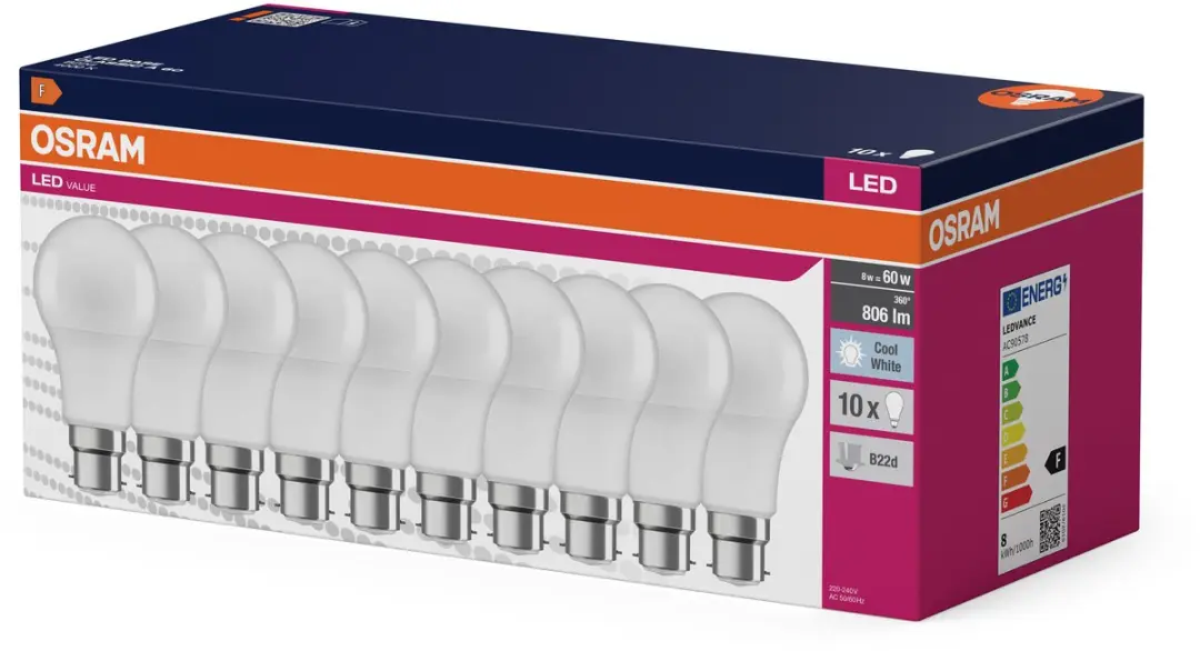 Osram LED Classic A 8W - 806lm Koelwit Mat - 10 Stuks