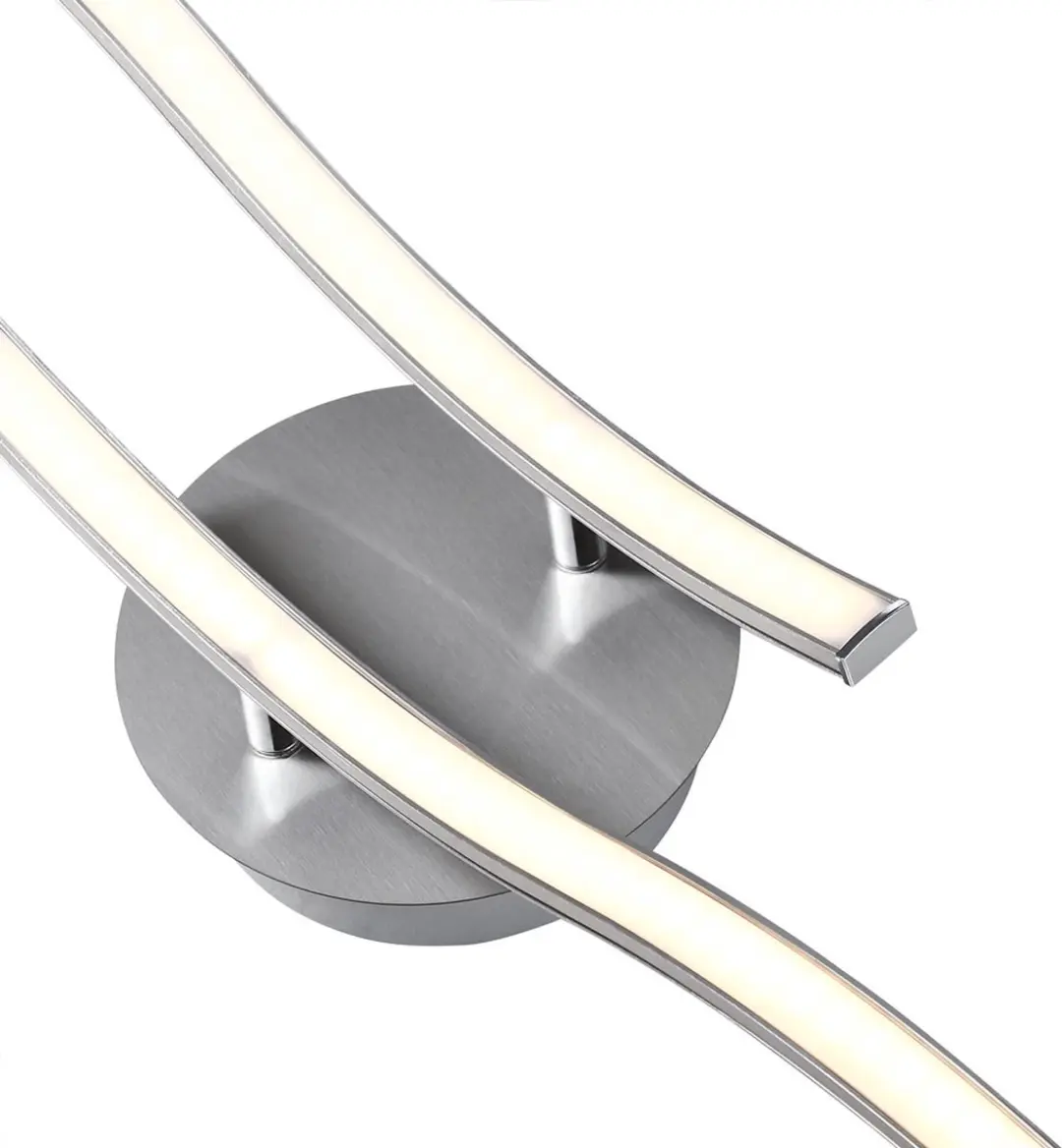 Monzana Ny Bolge LED Plafondlamp - 2x7W Warm Wit - Satin Nikkel