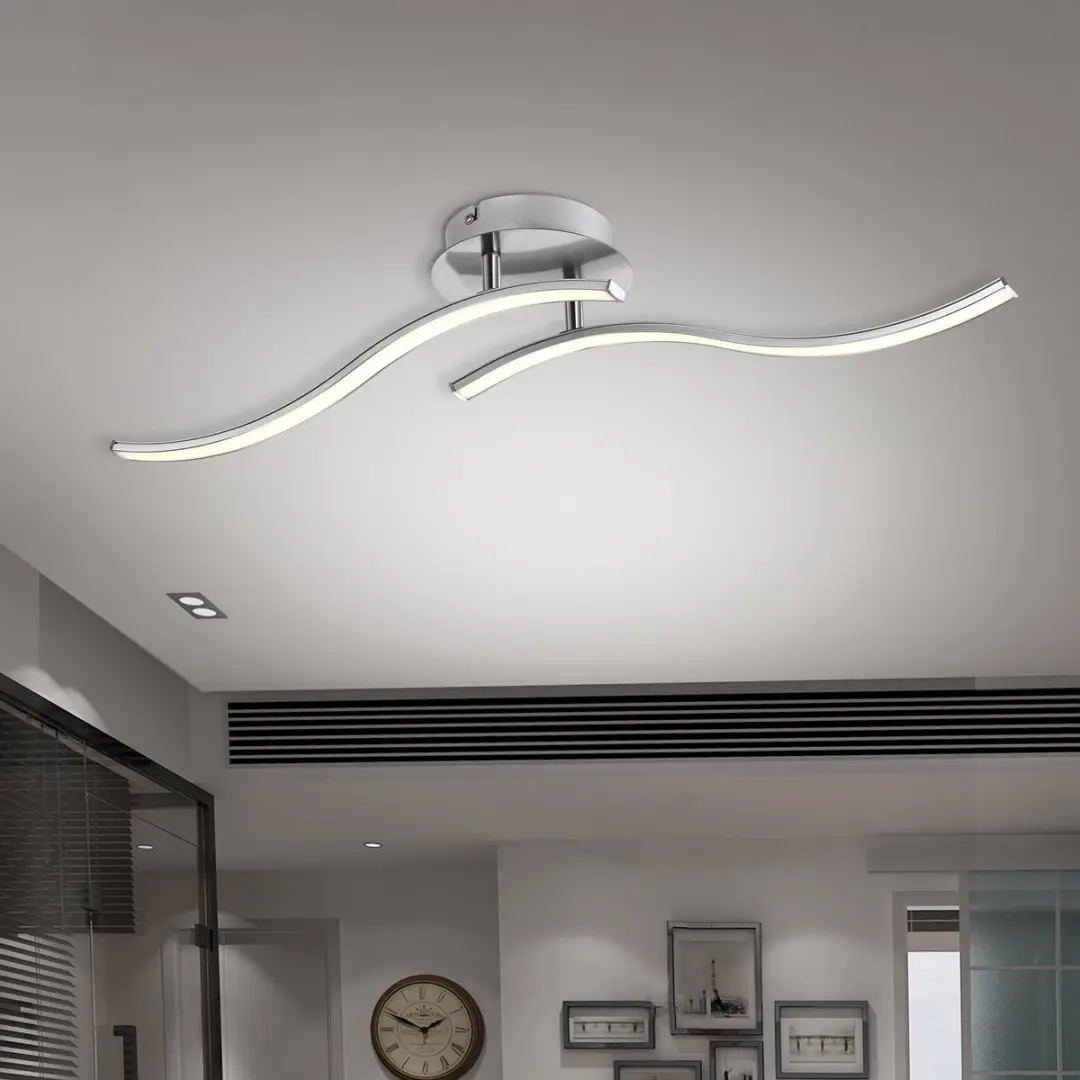 Monzana Ny Bolge LED Plafondlamp - 2x7W Warm Wit - Satin Nikkel