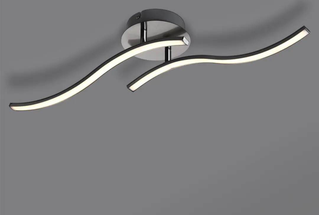 Monzana Ny Bolge LED Plafondlamp - 2x7W Warm Wit - Satin Nikkel