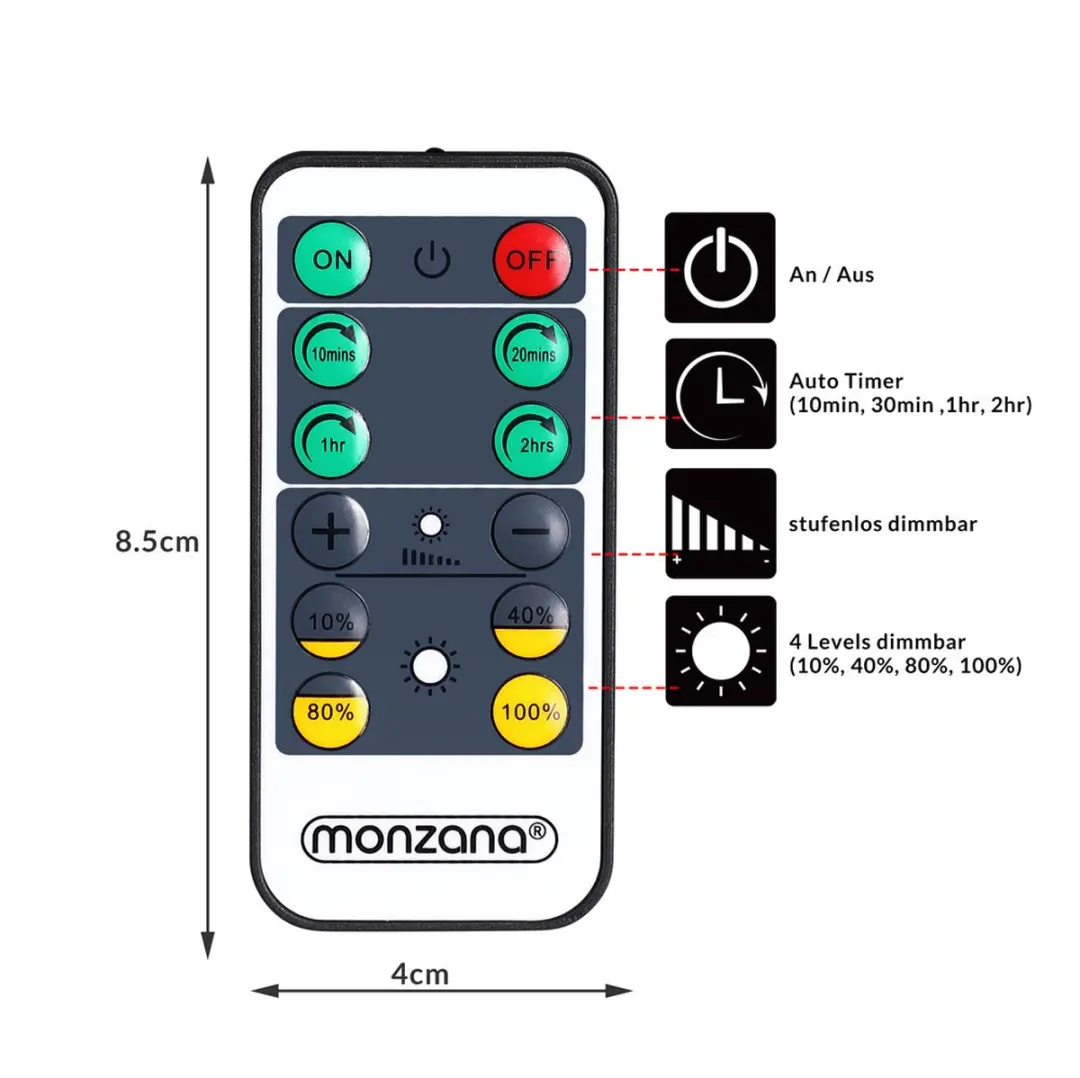 Monzana LED Wandlamp Wit 4W - Met afstandsbediening