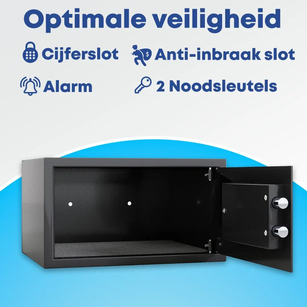 EarKings Kluis 23x41x33cm Cijferslot - 21.3L - Zwart