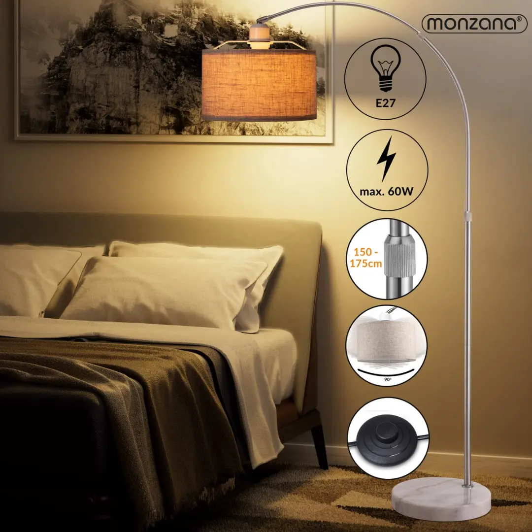 Monzana Booglamp Beige - Marmeren voet 150-175cm