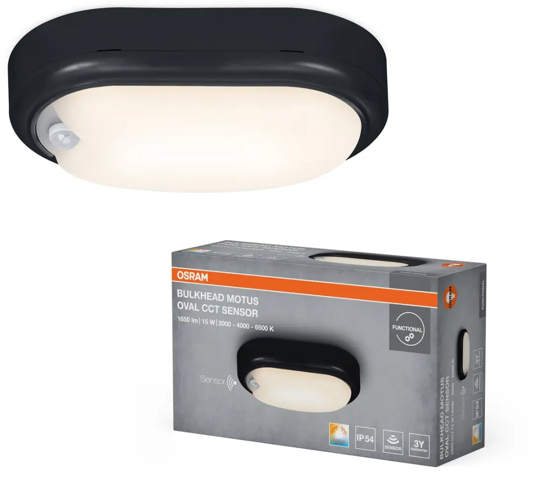 Osram LED Bulkhead Motus Oval 15W CCT Sensor - Zwart