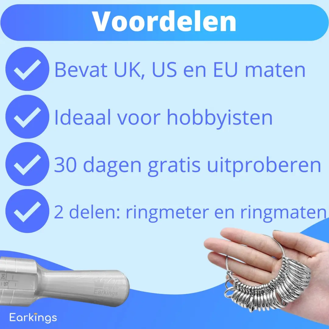 EarKings Ringmeter Ringmaatmeter - Zilver/Chroom/Grijs