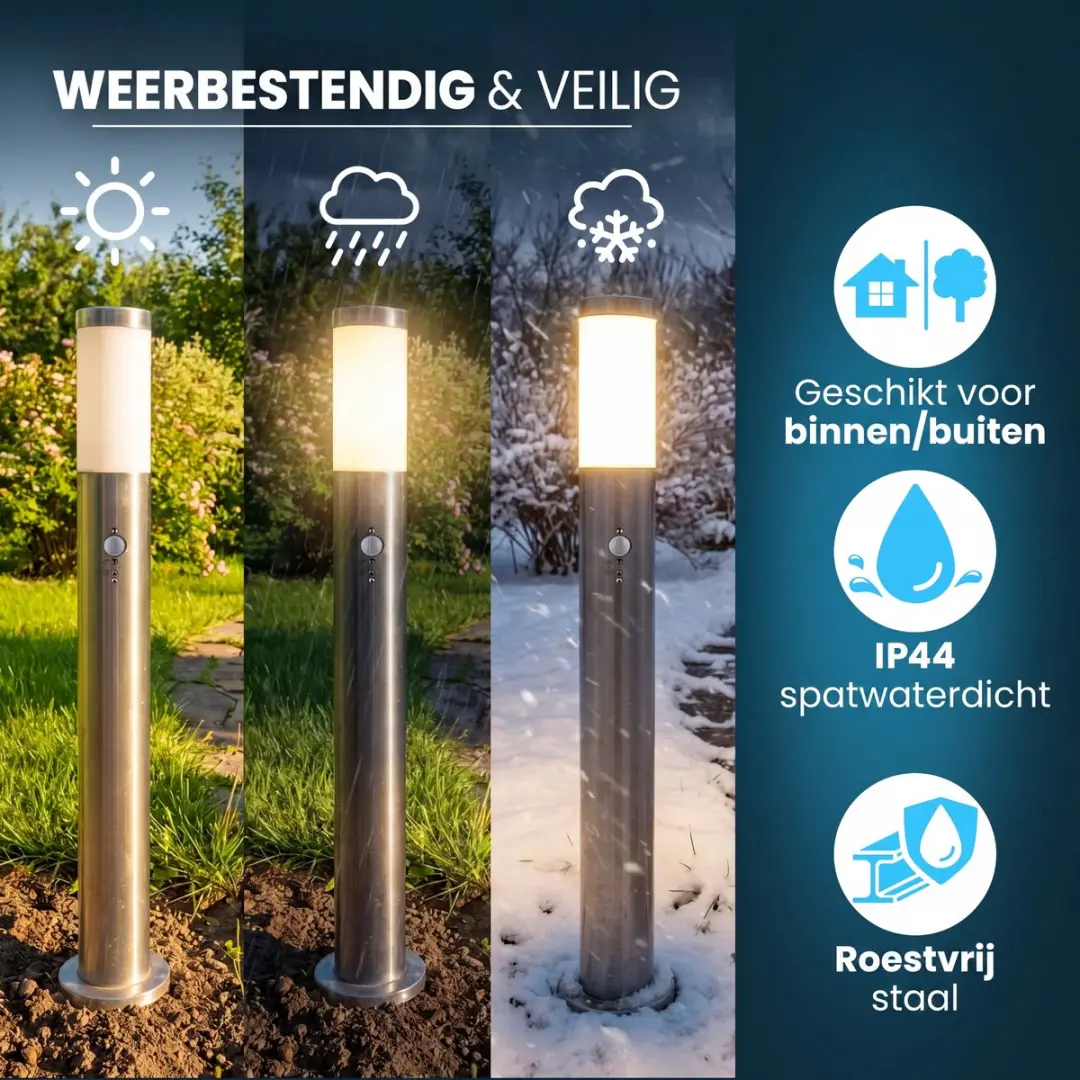 Monzana Ivy Straatlamp 20W - Sensor - Zilver Grijs