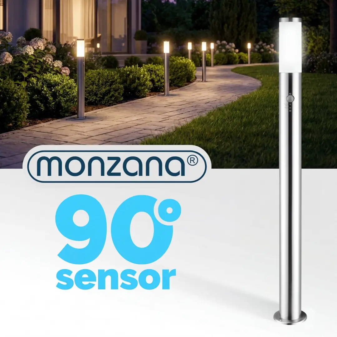 Monzana Ivy Straatlamp 20W - Sensor - Zilver Grijs