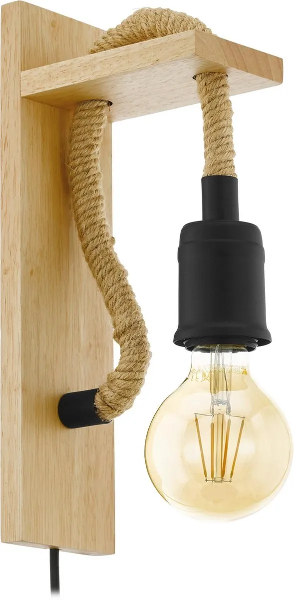 Eglo Rampside Wandlamp E27 - Zwart/Bruin
