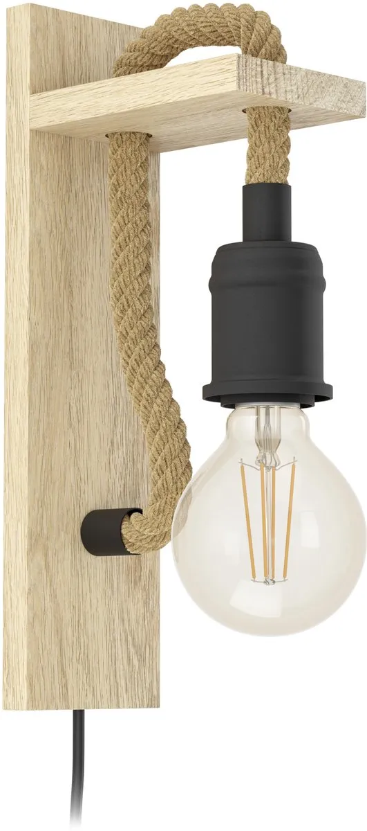 Eglo Rampside Wandlamp E27 - Zwart/Bruin
