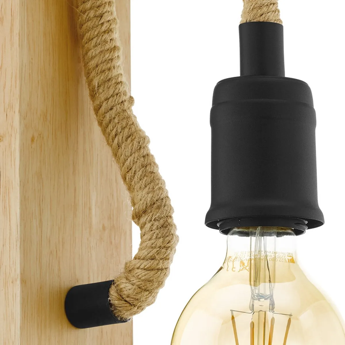 Eglo Rampside Wandlamp E27 - Zwart/Bruin