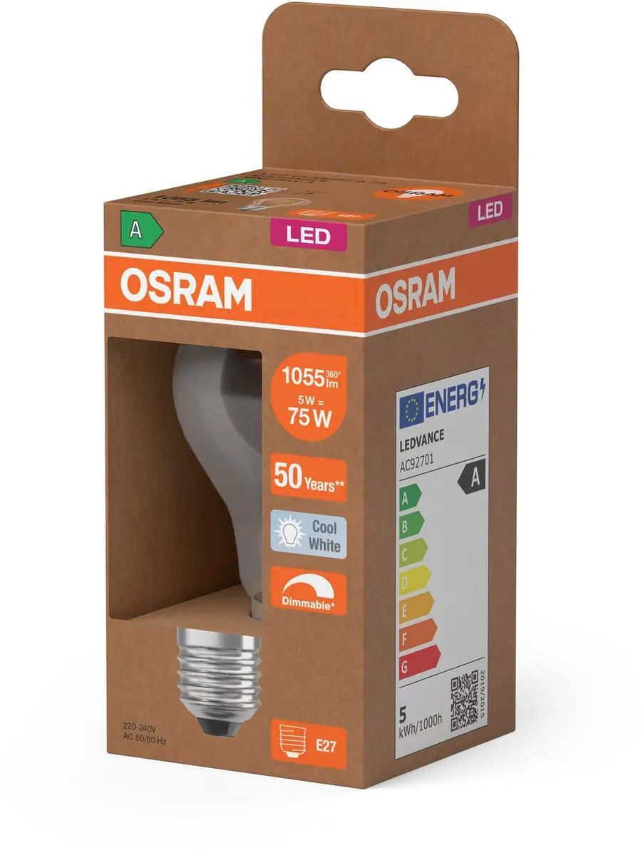 Osram LED Classic A 75 Filament 5W - 1055lm Koelwit Dimbare