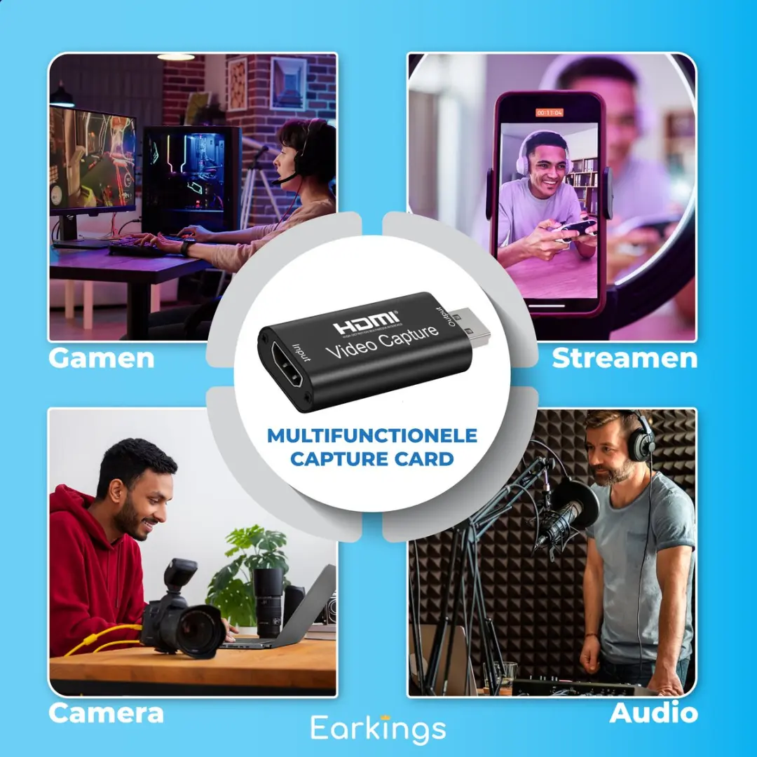 EarKings EKGC2182 Capture Card HDMI naar USB - 1x HDMI/USB 3.0