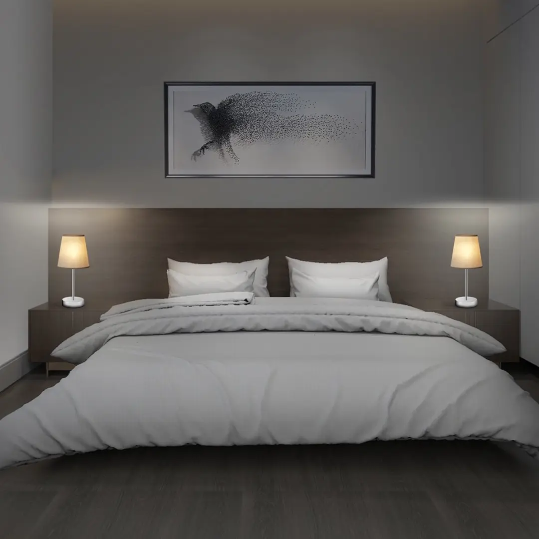 Monzana Nachtlamp 2 Stuks - Stoffen Kap 32cm - Antraciet