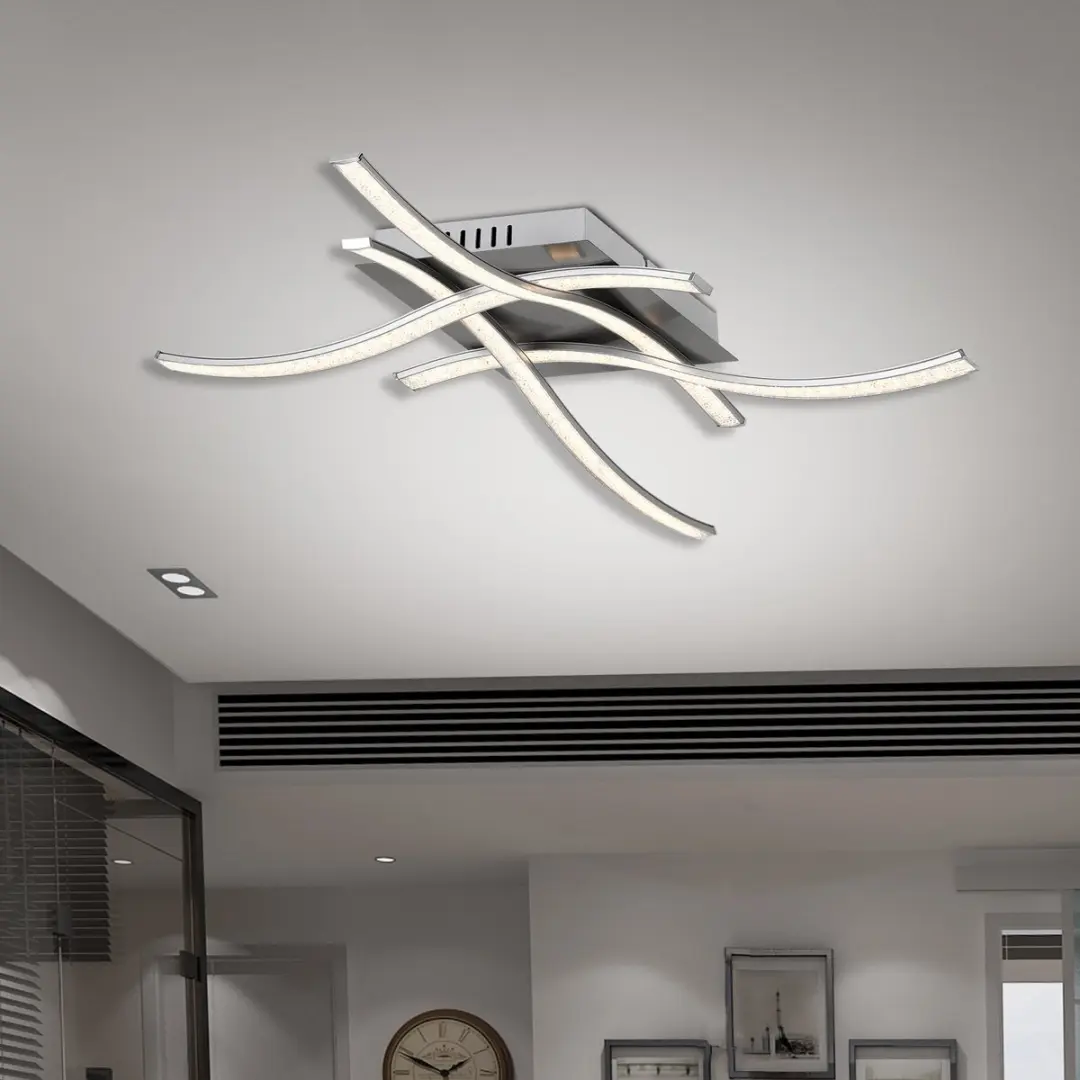 Monzana Tigull LED Plafondlamp - 4 Armen - Warm wit 3000K - Satin nikkel