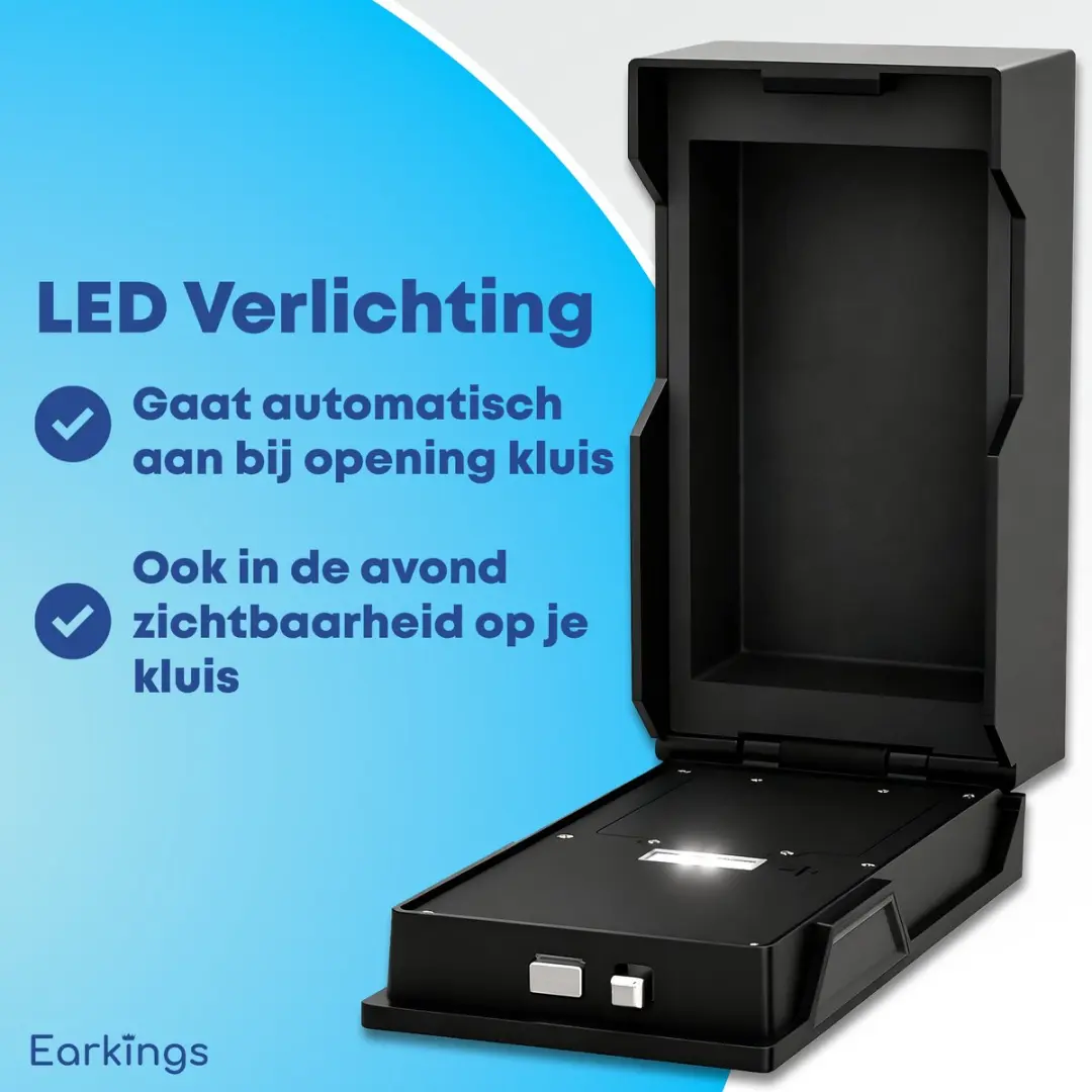 EarKings Smart Sleutelkluis 8720828011720 - Vingerafdruk & Keycard - IPX6 Zwart - afbeelding 6 van 6