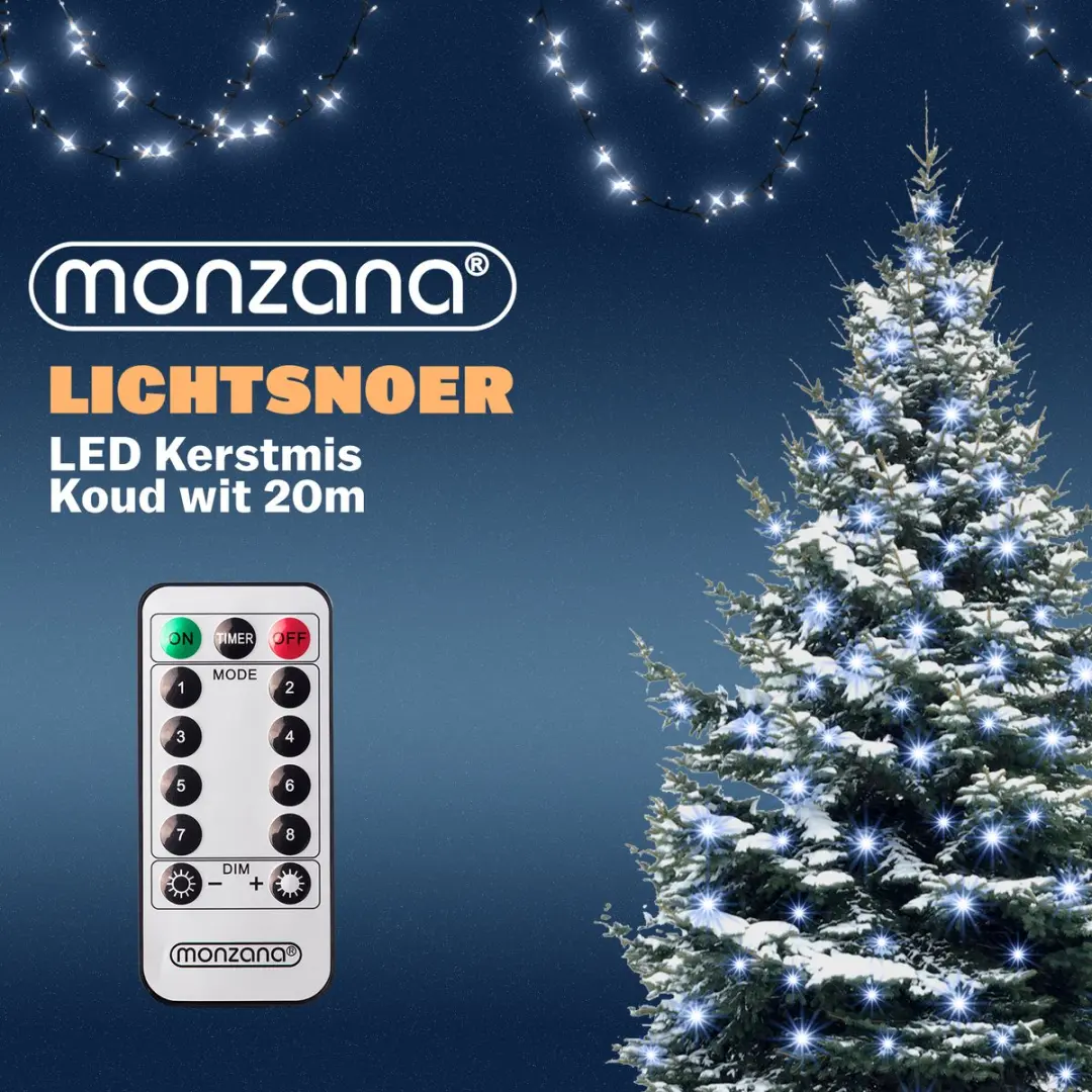 Monzana Lichtsnoer 200 LED - Koel wit - Afstandsbediening