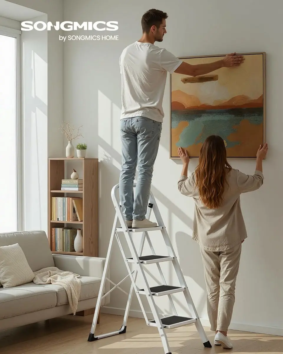 Songmics GSL004WZ01 Vouwladder 4 treden - 150 kg - Wit