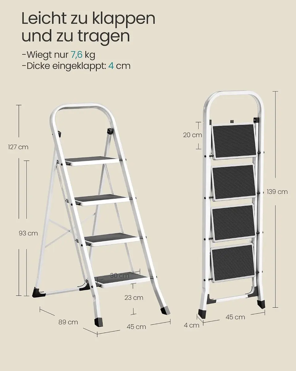 Songmics GSL004WZ01 Vouwladder 4 treden - 150 kg - Wit