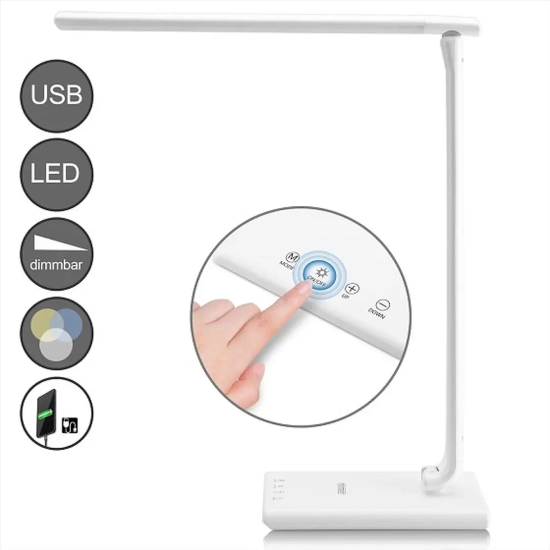 Monzana LED Bureaulamp USB Laadfunctie - 12W - Wit
