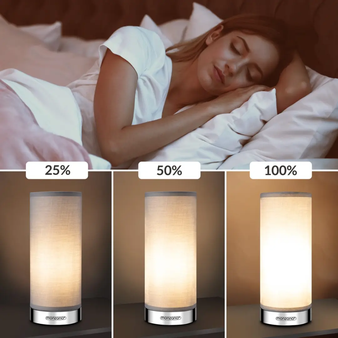 Monzana LED Tafellampen 2 Stuks - Dimbaar - Grijs Chroom
