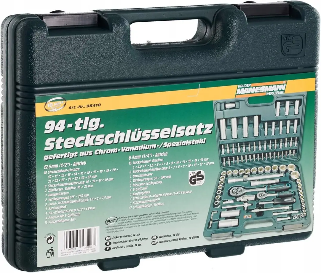 Brüder Mannesmann 94-delige Ratelset - Chroom-Vanadium Staal