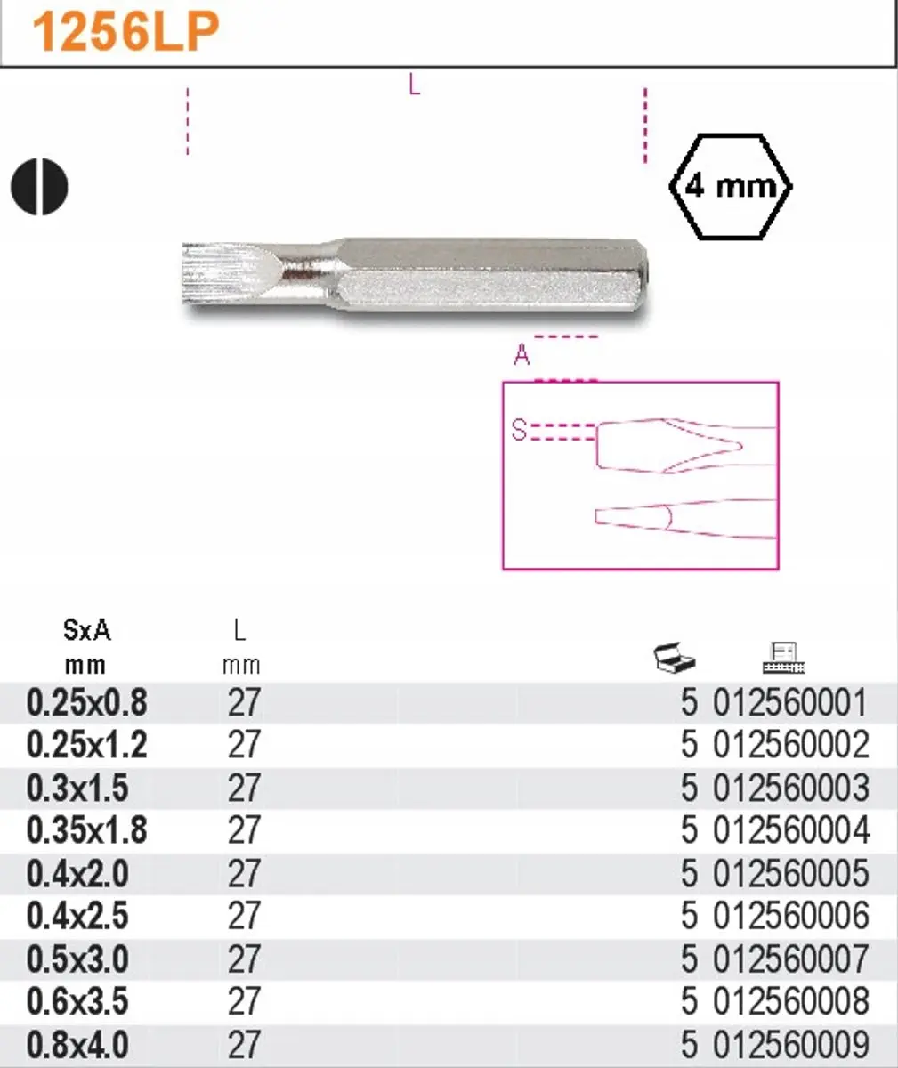 Beta Platte Schroevendraaierbit 3.5mm 1256LP/3.5