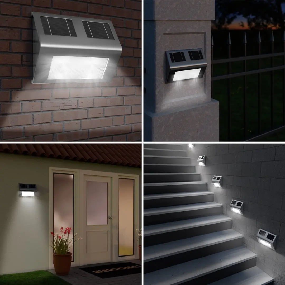Monzana LED Zonne Wandlamp Edelstaal - 140x95x25mm