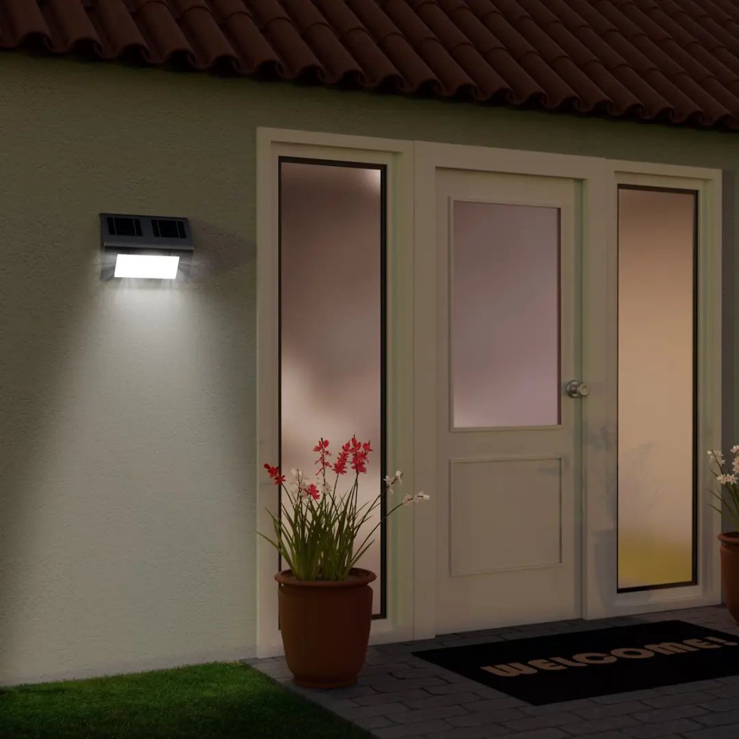 Monzana LED Zonne Wandlamp Edelstaal - 140x95x25mm