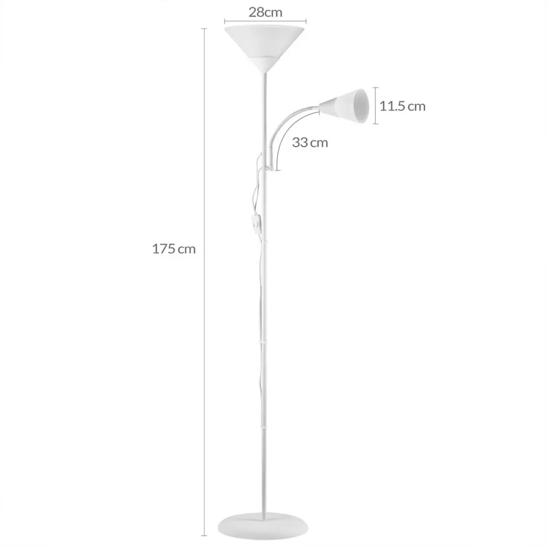 Monzana Vloer Leeslamp Verstelbaar 175cm - Wit