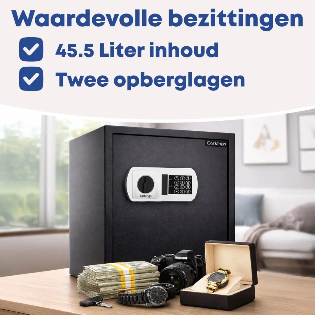 EarKings Kluis 40x38x32cm Cijferslot - 45.5L - Zwart