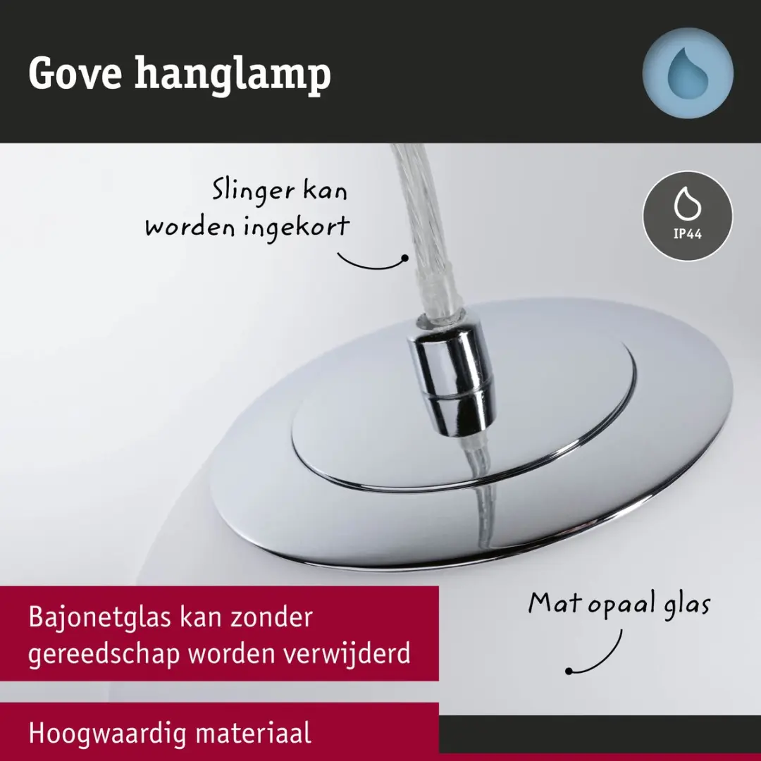 Paulmann Selection Bathroom LED-hanglamp Gove IP44 9W - Chroom