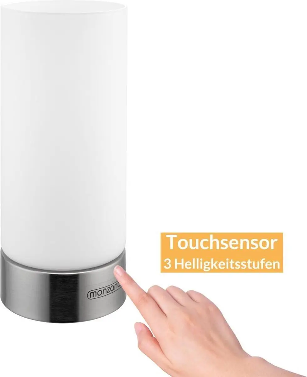 Monzana Lumo Tafellamp 2 Stuks - Touch Dimbaar - Satijn Nikkel