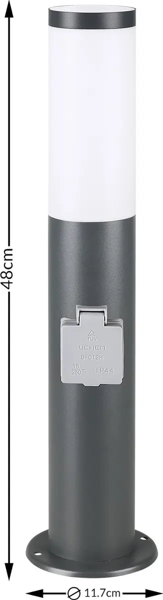Monzana Buitenlamp Antraciet - IP44 met Stopcontact
