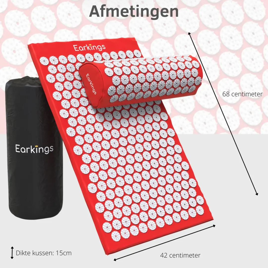 EarKings Spijkermat Acupressuur Mat 68x42cm - Rood - afbeelding 6 van 6