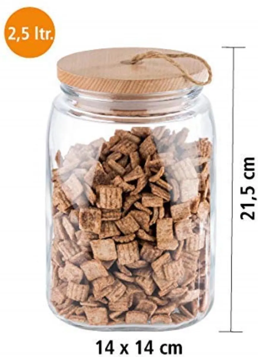 APS Woody Voorraadpot Glas 2,5L - Set van 2