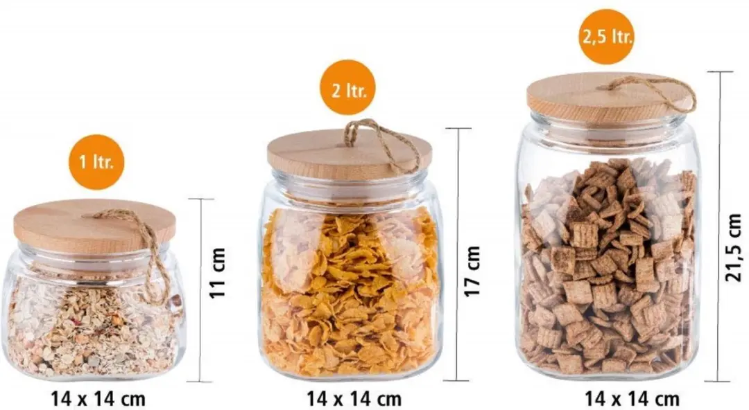 APS Woody Voorraadpot Glas 2,5L - Set van 2